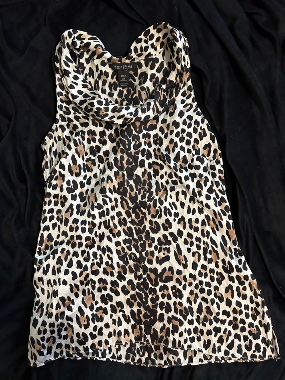 White House Black Market Leopard Print Cowl Neck Tank - Black, Brown, Cream